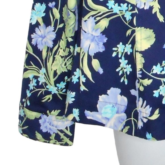 The Tog Shop Jacket M Blue Cotton Floral Lightweight Pockets Buttons Casual - Picture 10 of 13